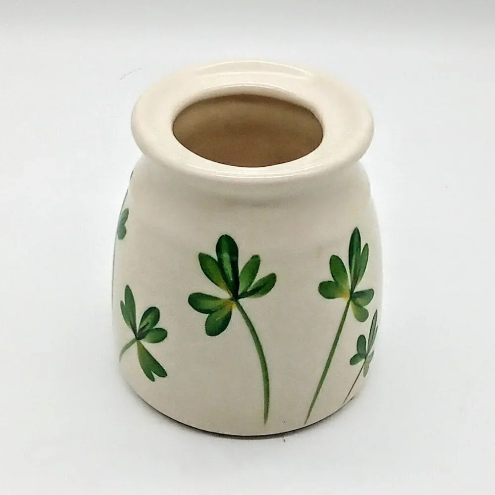 Emerson Creek Pottery Hand-Painted Green Leaf Ceramic Sugar Jar